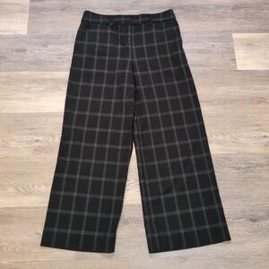 New York & Company Dress Pant Womens Sz 6 Stretch‎ Straight Black Silver Plaid